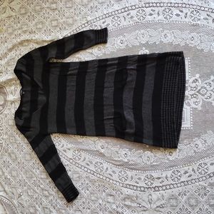 Y2K EUC Express Striped Sweater Dress With Pockets Wool Blend Size XS